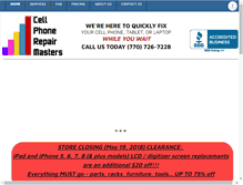 Tablet Screenshot of cellphonerepairmasters.com